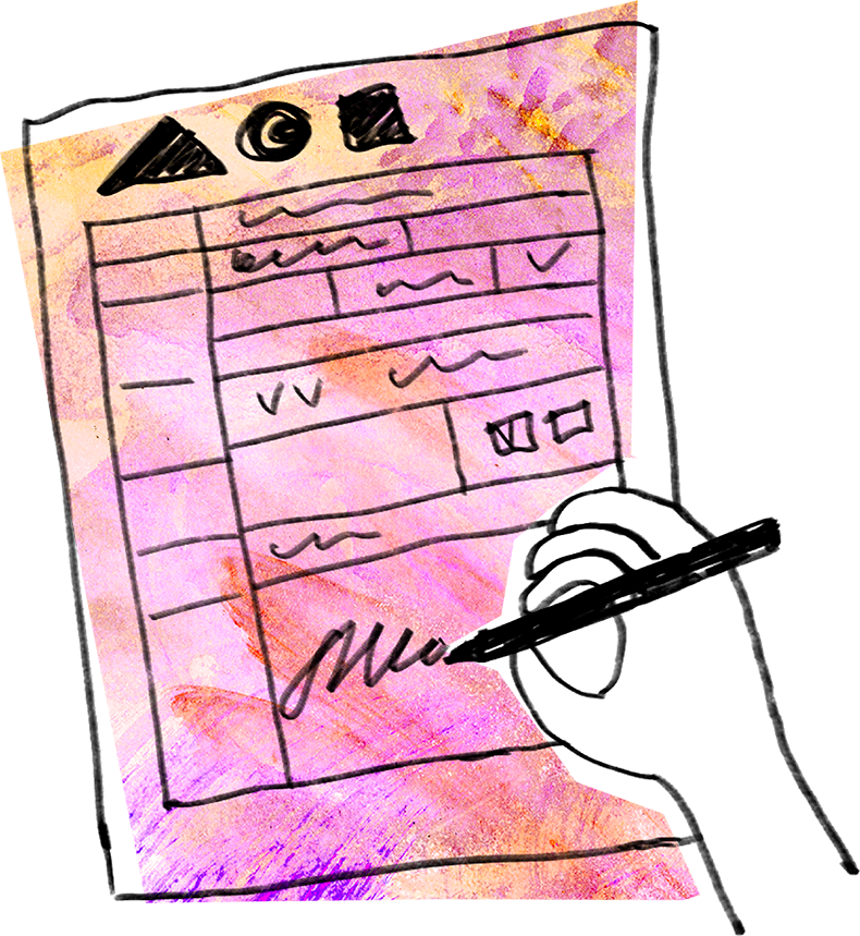 decorative image: hand-drawn image of a contract paper